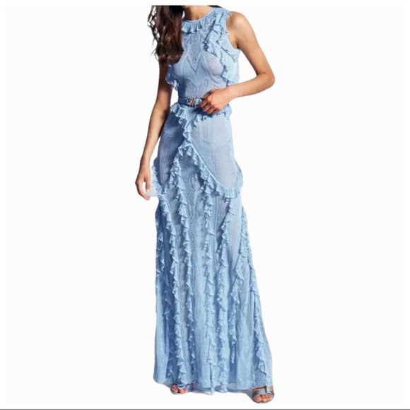 M Signature Collection Dresses & Skirts - 💕 The Zenayda Gorgeous Blue Lace Ruffle Maxi Dress